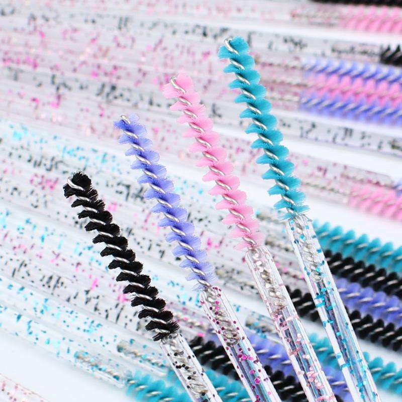 50pcs Disposable Skinny Mascara Wands Mini Crystal Eyelash Brushes Micro Brush Lash Extension Supplies Mini Lash Brush eyelashes