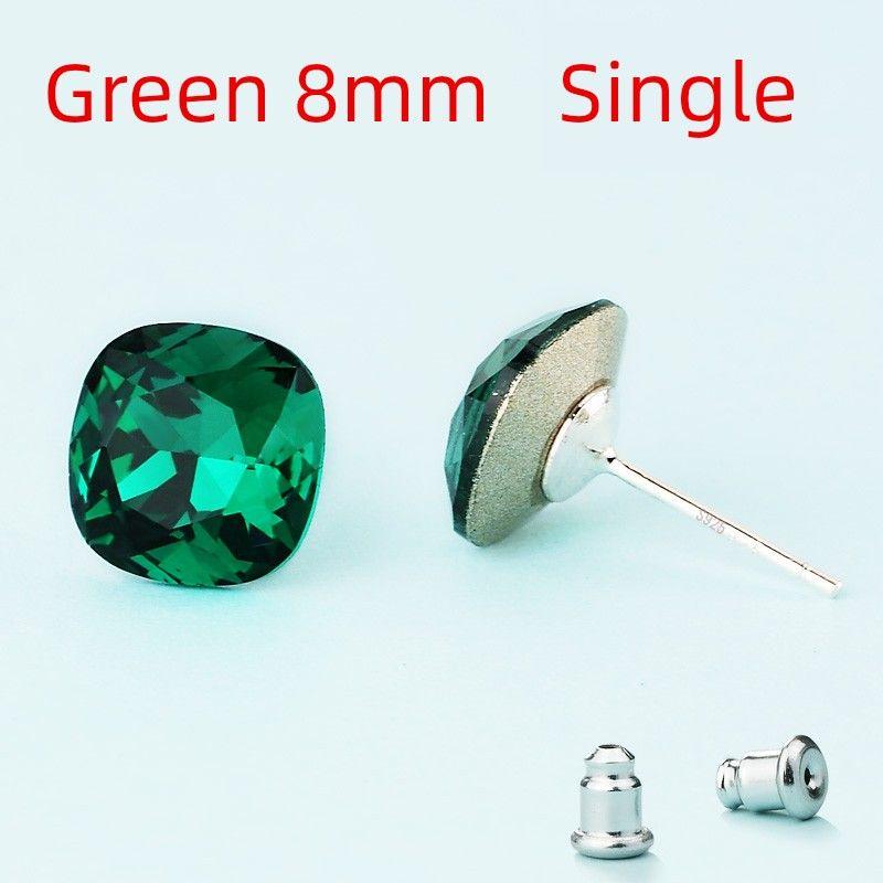 

Нишевый стиль, женские серьги-пусеты из стерлингового серебра с синими стильными бриллиантами Green 8mm (single)