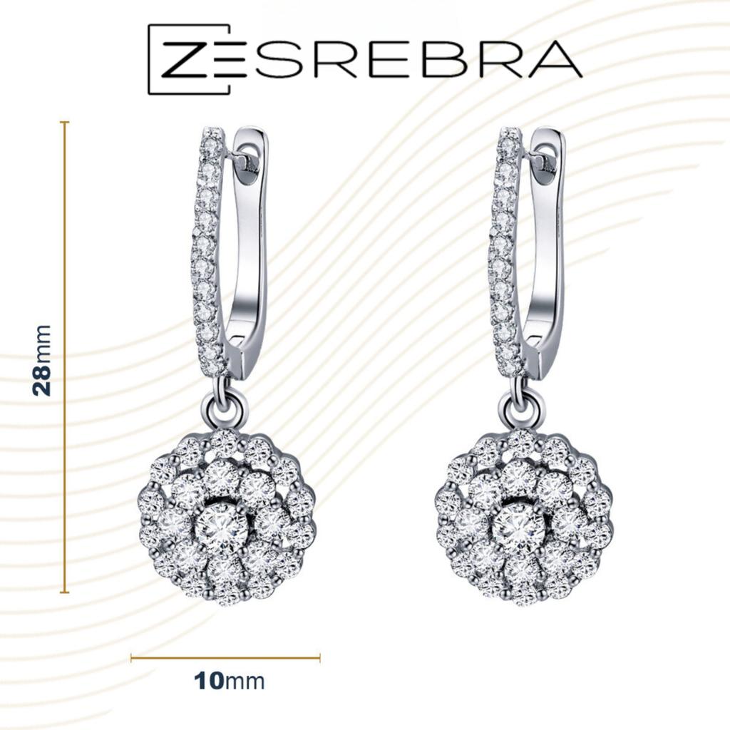 Elegant S925 Earrings With Large English Zircon, Long Hanging