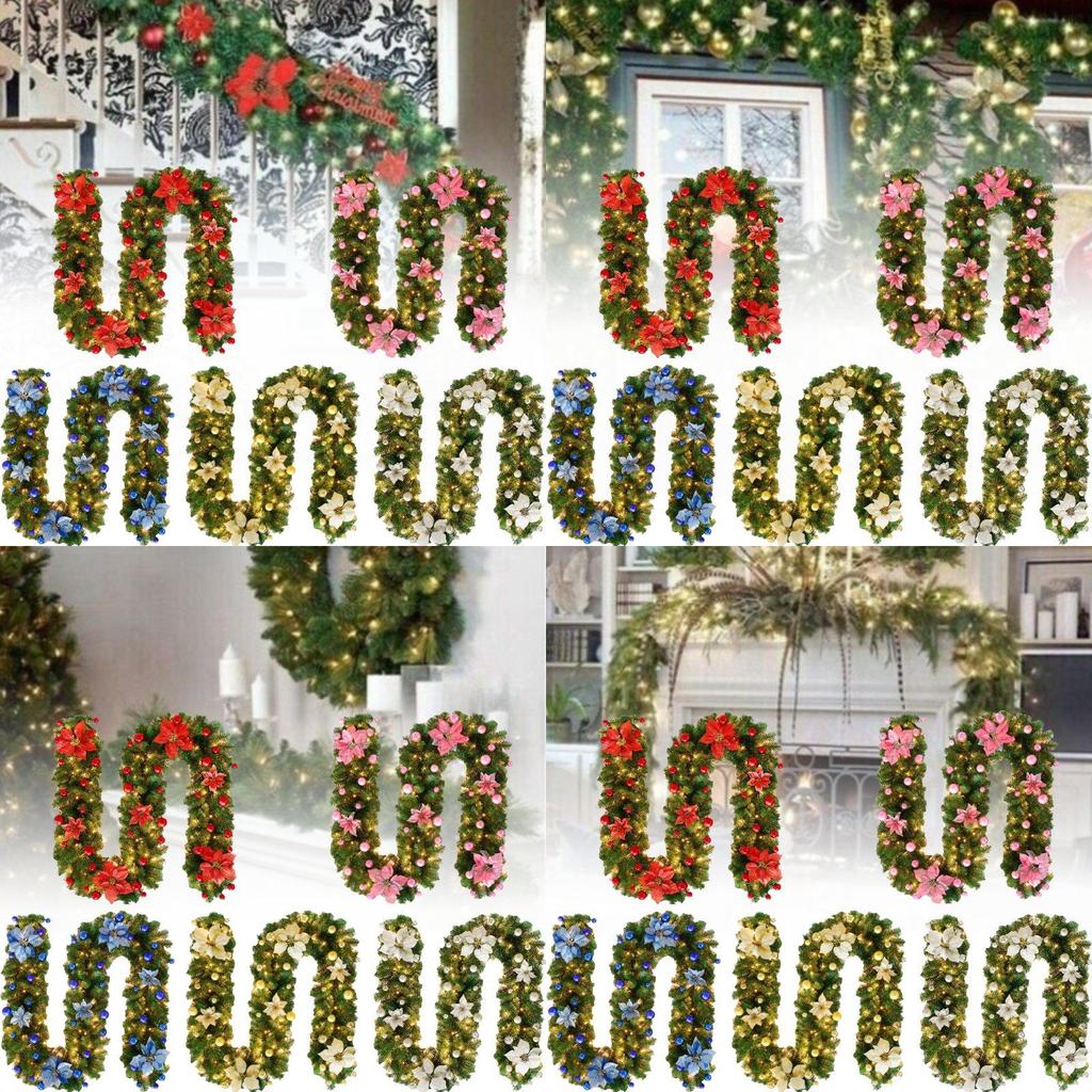 Festive 2.7 Meter Christmas Wreath Decoration With Led Lights In Gold And Red For Holiday Cheer