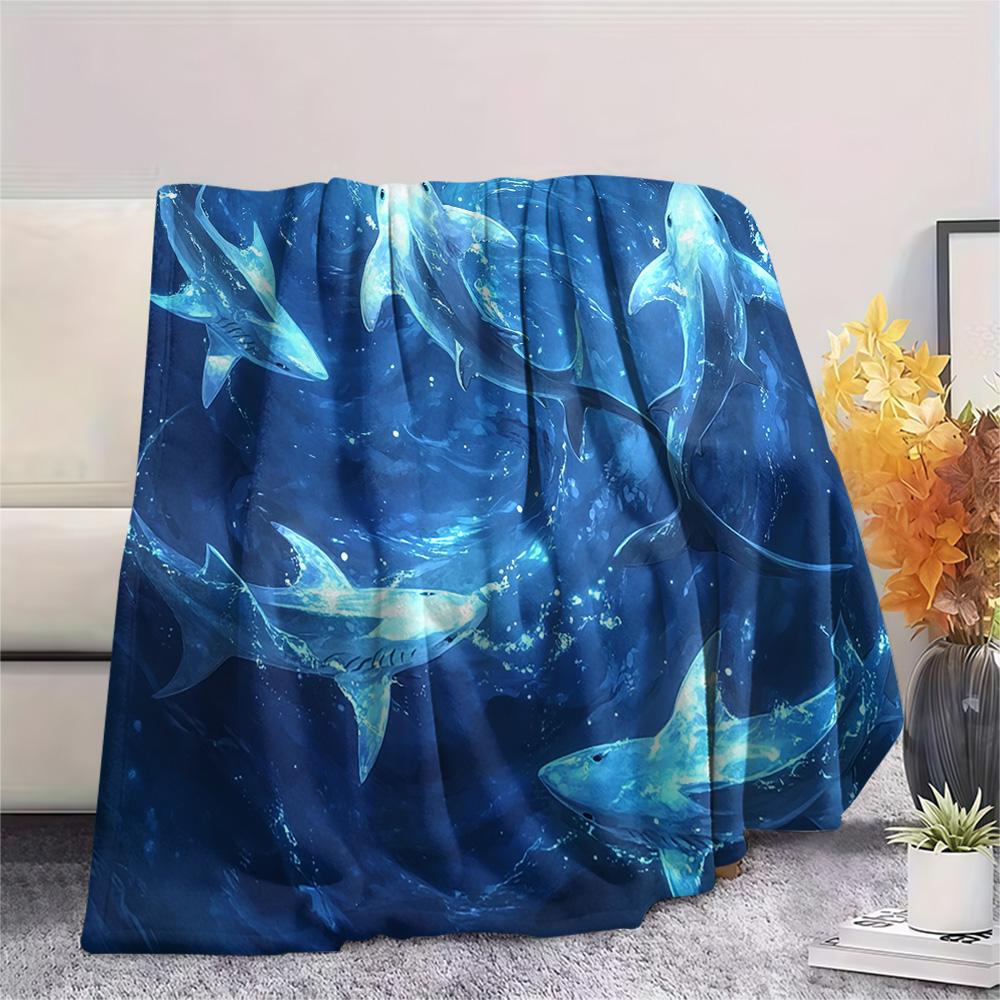 

Shark Print Flannel Blanket, High quality Comfortable for All Seasons, Home Decor, Warmth and Comfort, Perfect for Christmas Gifts 80cm x 120cm