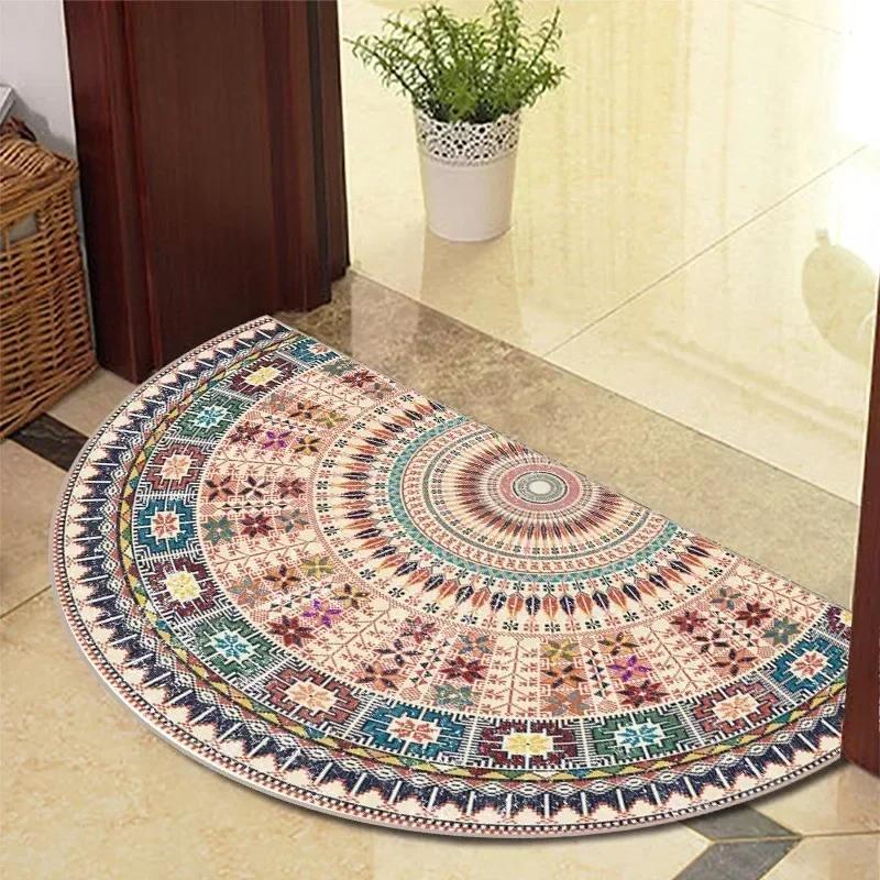 1PC Retro Door Rug Semi-circular Floor Mat Entrance Door Rugs Non-slip Absorbent Bathroom Mat Room Home Decoration Hogar Tapete