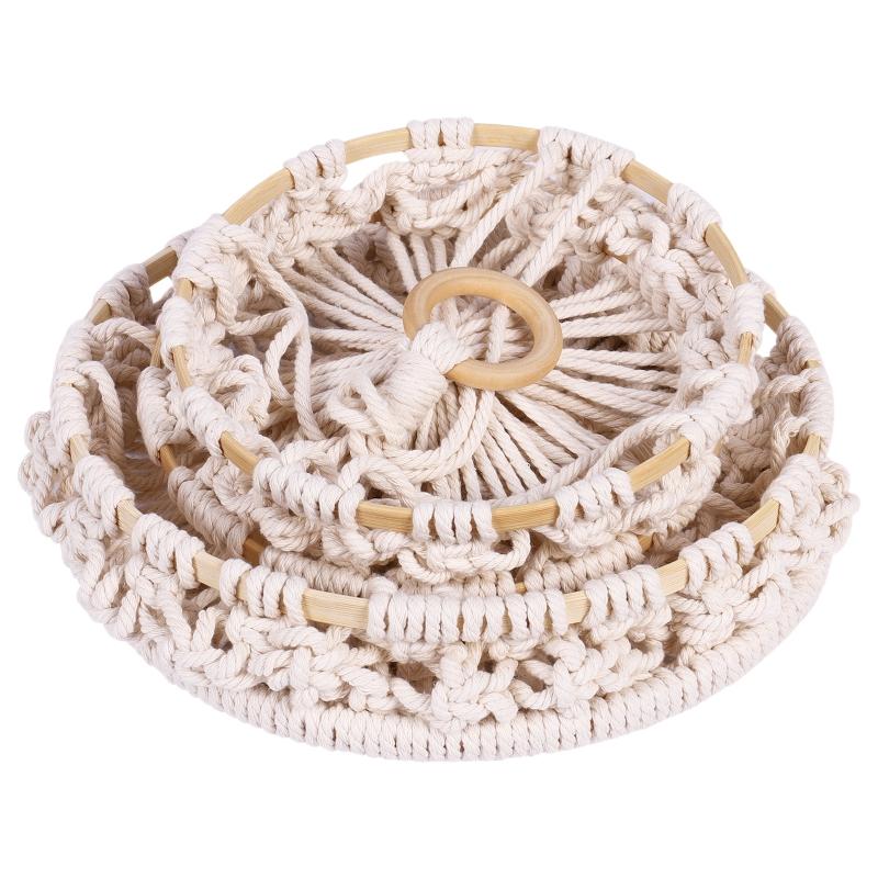 Hanging Basket Hollow Woven Cotton Rope Handmade Storage Flowerpot Net Plant Hanger for Home Garden Decoration Organizer