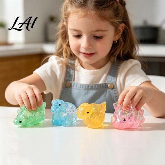 Wachsige Textur Stressball Dinosaurierform Knetspielzeug Glitzer Weich zum Zusammendrücken zur Linderung Klar Langsamer Rückprall Taktiles Fidget Spielzeug für Kinder und Erwachsene Diamantgeschliffen