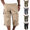 Herren Lockere Casual Cargoshorts Mehrere Taschen Knielang Arbeitskleidung Utility-Shorts mit Verstellbarem Kordelzugsaum