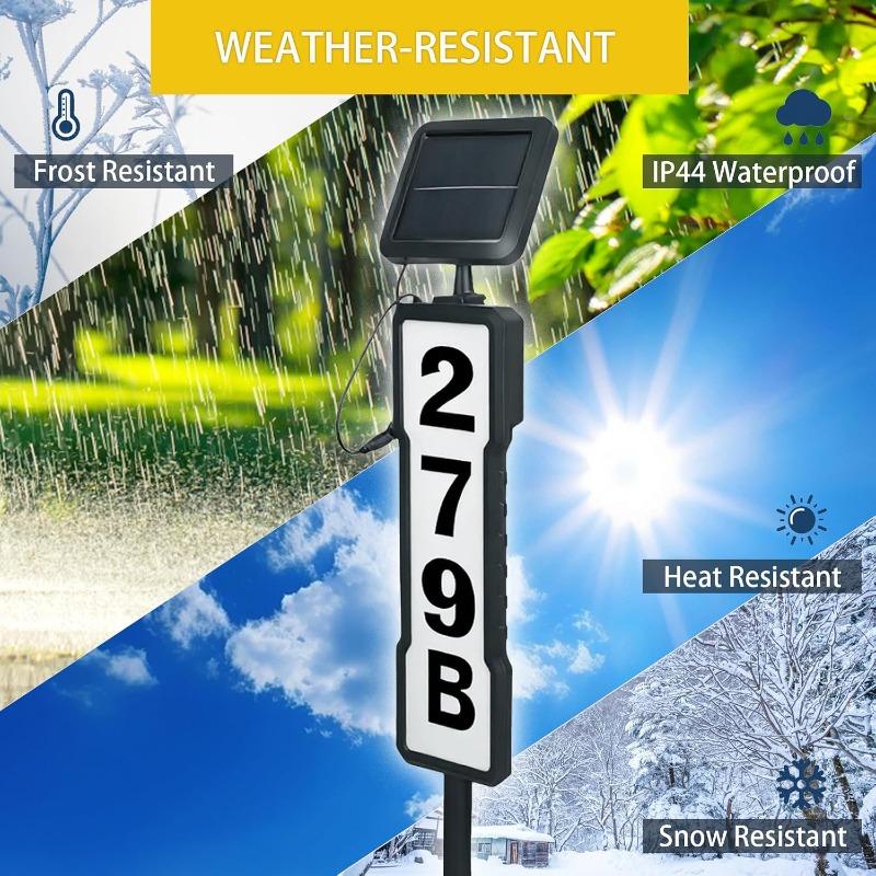 Solar Address Sign Waterproof Light Up House Numbers Auto Dusk Illumination Wireless Solar Address Plaques for Yard Gate Mailbox Outdoor Entryway