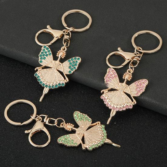 Ballet Girl Keychain Diamond Encrusted Ballet Dancer Pendant with Lobster Clasp Sparkling Diamonds Keychain for Women Dance Lovers