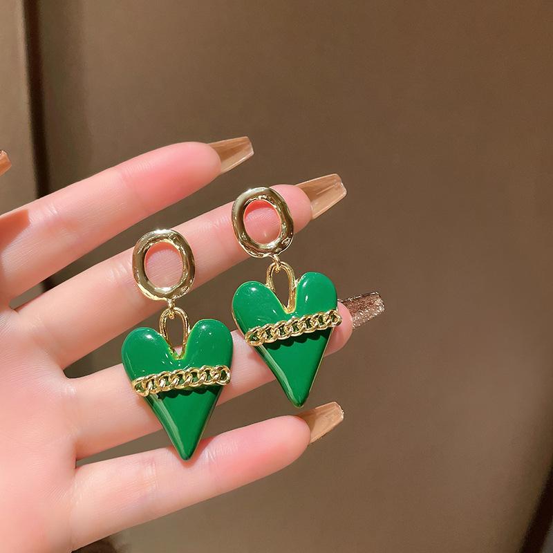 Summer Green Flower Fashionable and Elegant Earrings Temperament Versatile Sweet Stud Earrings Atmospheric Fresh Earrings