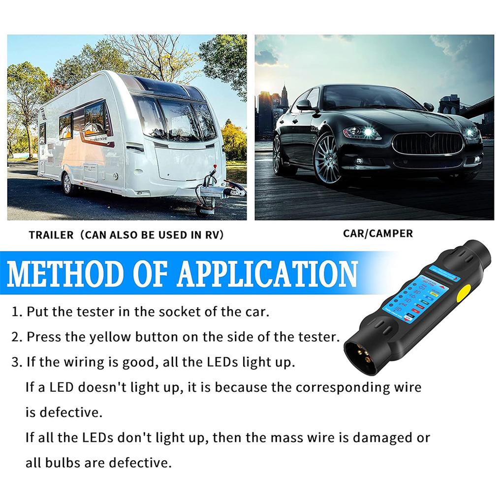 12V Trailer Tester 7 Pin Adapter Diagnostic Tools Wiring Check Light Test Plug Socket Car Truck Caravan Accessories Universal