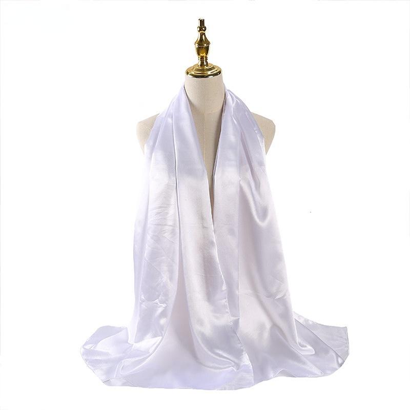 

Однотонные шали, накидки, большие хиджабы, шарф для женщин, длинный платок, шелковый атласный шейный платок 70x180 см, модный платок, головной платок 70x180cm