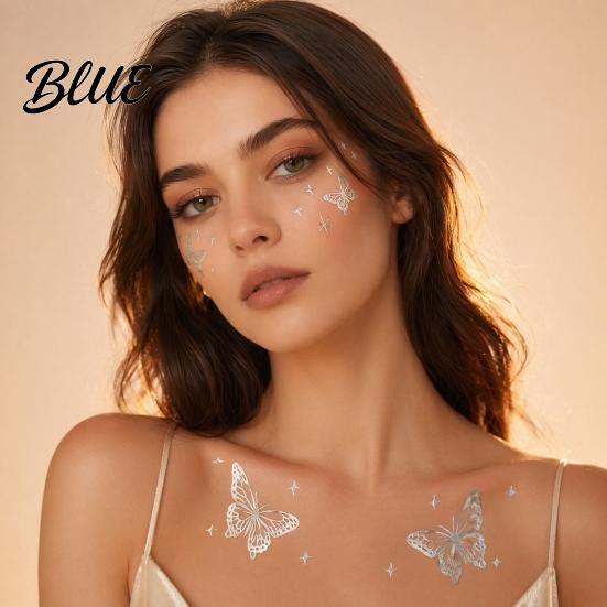 Decorative Body Art Decals Golden Silver-color Metallic Tattoo Sticker for Women Girls Temporary Tattoos Face Arm Decoration Waterproof Fake