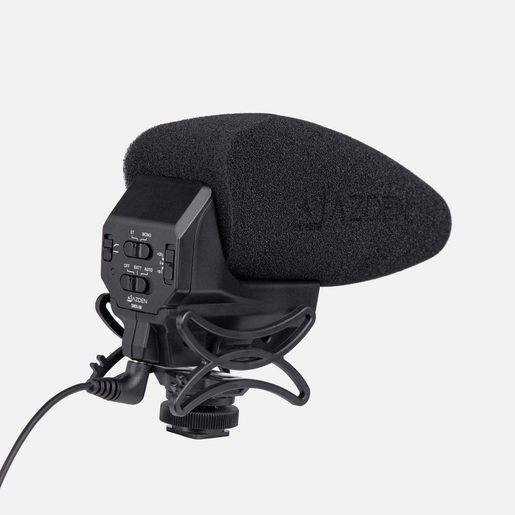 AZDEN K External Camera Unidirectional and Requires Two AA Shock and Windscreen SMX-30II Microphone, Stereo/Mono Switchable, Superdirectional,