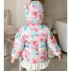 Foreign Style Winter Baby Girl Thickened Short Cotton-padded Jacket Girls' Warm Cotton-padded Clothes Children's Autumn Pink Tie Dye Printing Coats