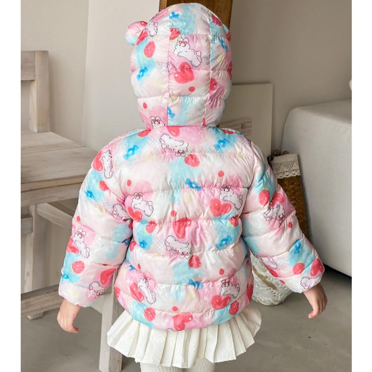 Foreign Style Winter Baby Girl Thickened Short Cotton-padded Jacket Girls' Warm Cotton-padded Clothes Children's Autumn Pink Tie Dye Printing Coats
