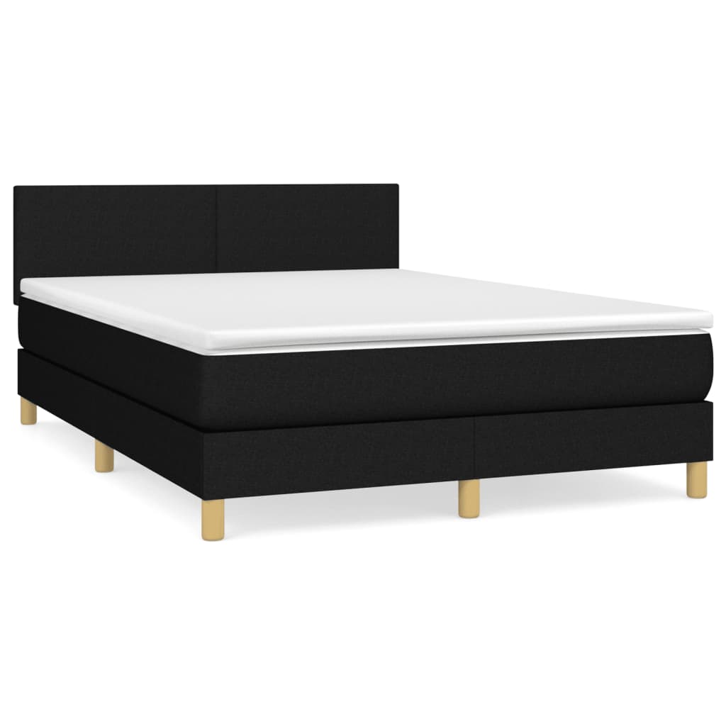 Box Spring Bed with Mattress Black 140 x 190 cm Fabric