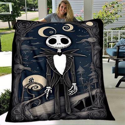 1pc The Nightmare Before Christmas Printing Blanket - Soft, All-Season Throw for Living Room, Bedroom,Personalized Gift with Adorable Cartoon Design
