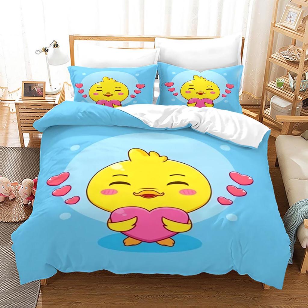 Yellow Duck Bedding Set Single Twin Full Queen King Size Little Duck Bed Set Aldult Kid Bedroom Duvetcover Sets 3D Print 020