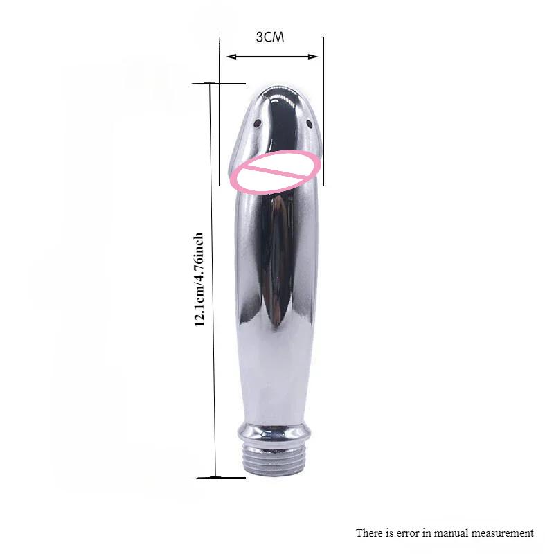 Metal Steel Douche Enema Syringe Anal Shower Head Beads Anal Cleaning Kit Butt Plug Attachment Nozzle Tip Gay Sex Toy Man Woman