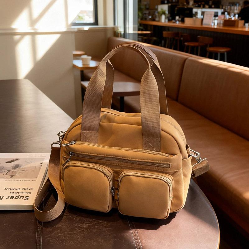 New Korean Style Texture Simple Crossbody Bag Multi Pocket Casual Bowling Bag Oxford Fabric Retro Versatile Shoulder Bag