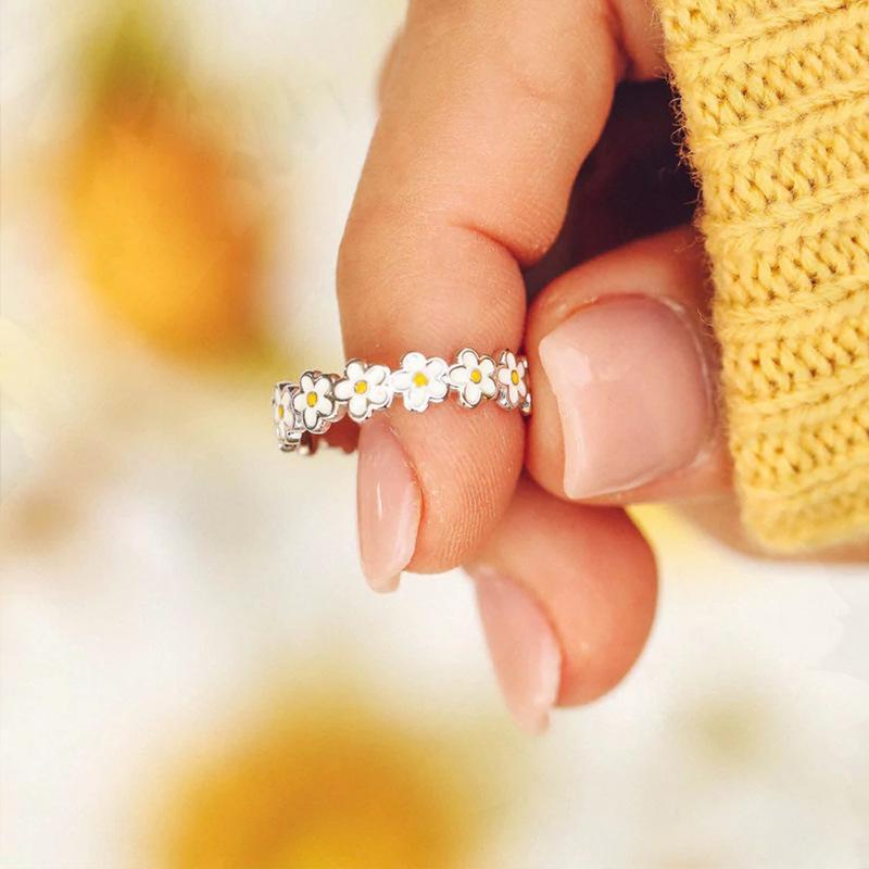 Korean And Japanese Cute Flower Ring, Student Sweet Little Daisy Ring, Pastoral Ring For Women