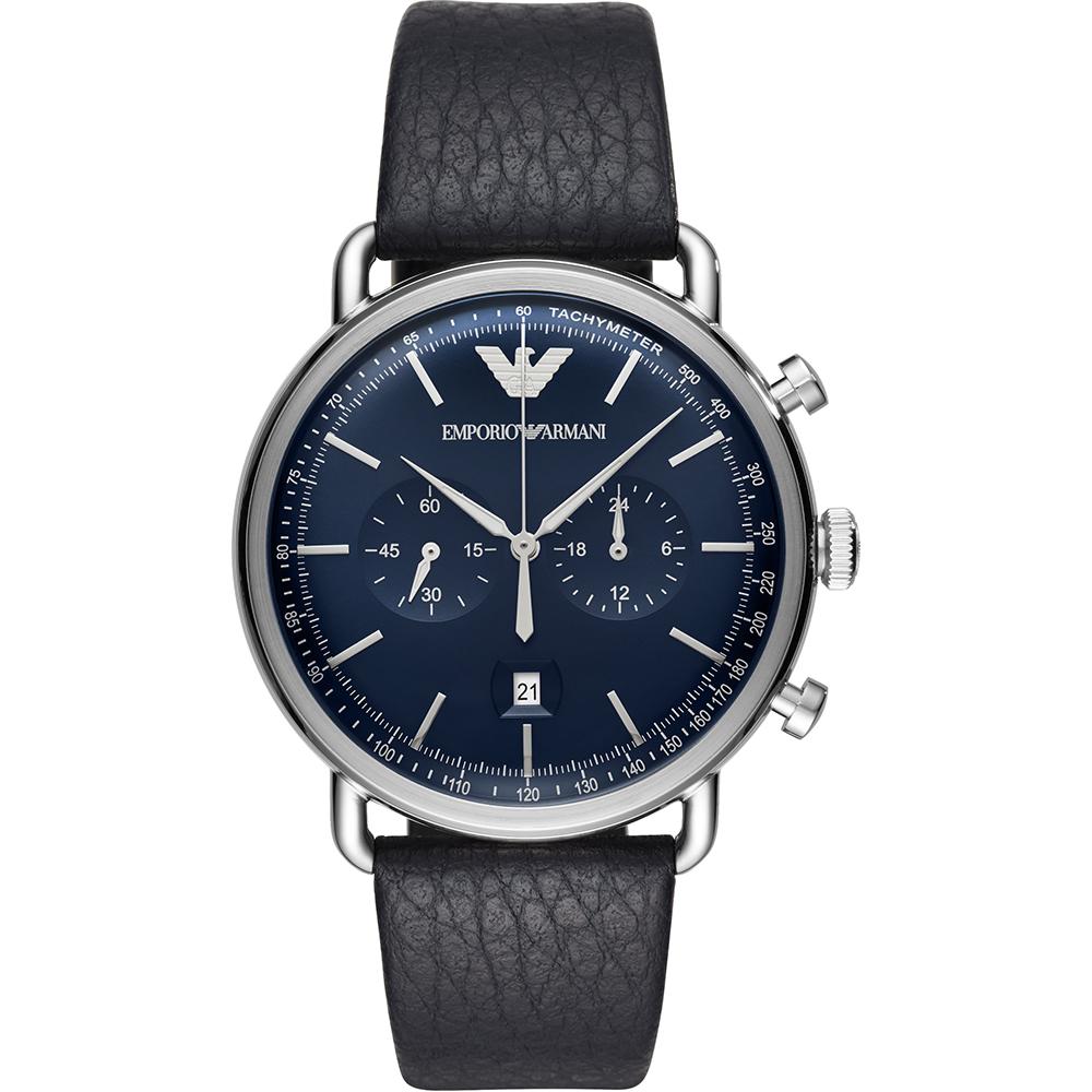 

Emporio Armani Aviator Blue Leather Men s Quartz Chronograph Watch AR11105 синий