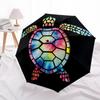 1pc Sea turtle Stained glass Automatic Folding Umbrella, Heavy Duty 8 Rib Iron Frame,  Suitable for Travel, Daily Use, Birthday, Decor Gift  70