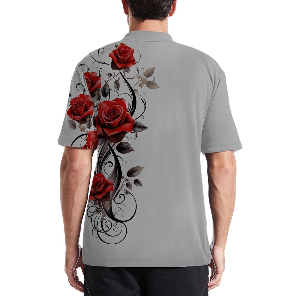 Flower 3D Printed Design Men's Short-sleeved Polo Shirt Cross-border Best-selling Comfortable Polyester Fiber Suitable for Summer Wear