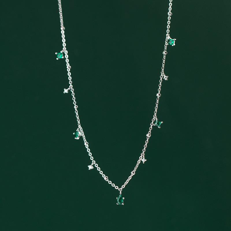 925 Sterling Silver Diamond Necklace Green White Water Drop Zircon Gold Plated Necklaces for Women Fashion Jewelry Necklaces