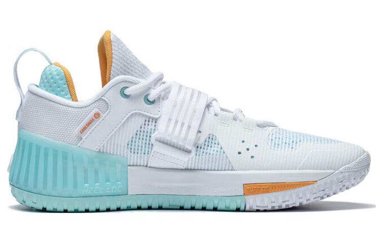 Li Ning Fury Flat Abrasion Resistant Low top Basketball Shoes Men's White Cyan ABFT019-5