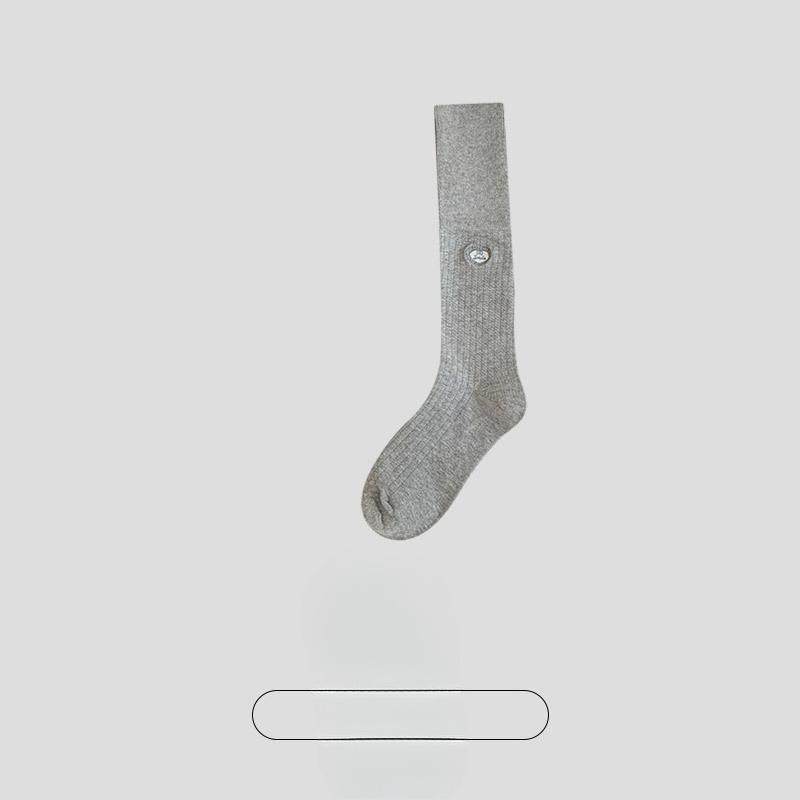 Female Autumn and Winter Love Embroidery Show Thin Legs Boneless High Tube Calf Socks