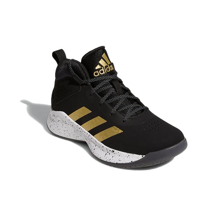 New Adidas Cross Em Up 5 Anti Slip Wear Resistant Mid Top Children's Basketball Shoes Black Gold Kids' GX4790