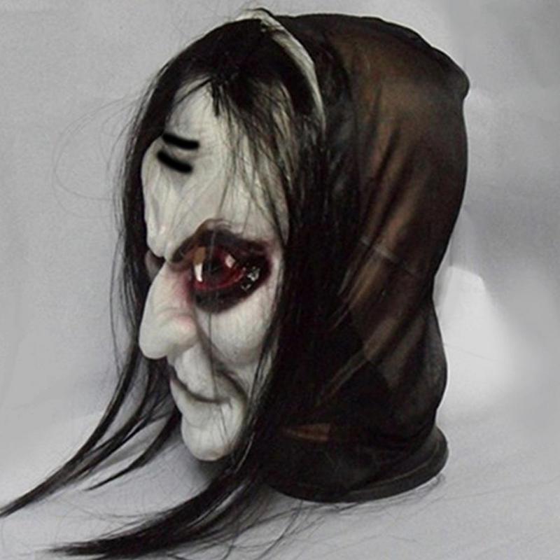 Halloween Zombie Mask Props Grudge Ghost Hedging Zombie Mask Realistic Masquerade Headgear Long Hair Ghost Scary Horror Party