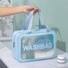 PU Transparent Frosted PVC Toiletry Bag - Portable Waterproof Handheld Cosmetic Storage