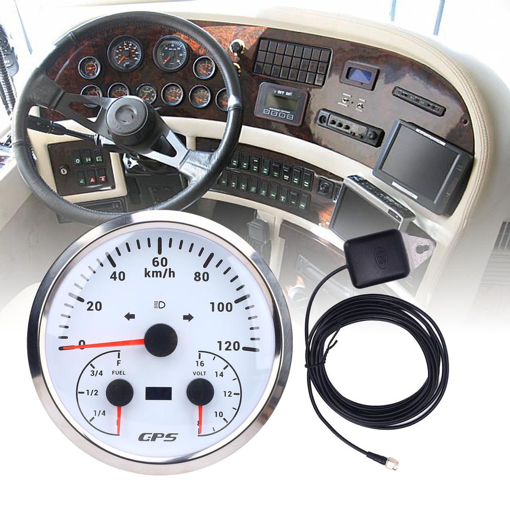 3 in 1 GPS Speedometer 0 to 120KMCelsiusH 110mm Odometer 8 to 16V Voltage Gauge E-1Celsius4-1Celsius2-3Celsius4-F Fuel Meter with Turn Signals f