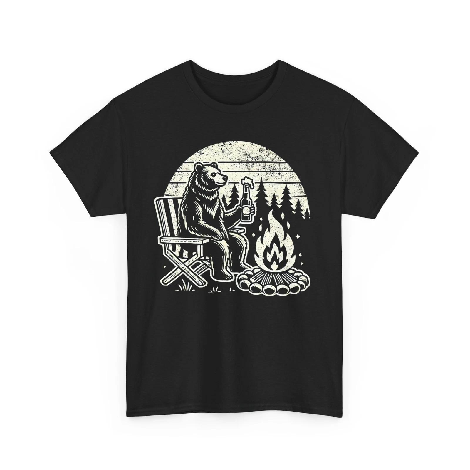 Beer Drinking T-Shirt | Funny Beer Shirt | Bear Camping with Beer T-Shirt 3XL