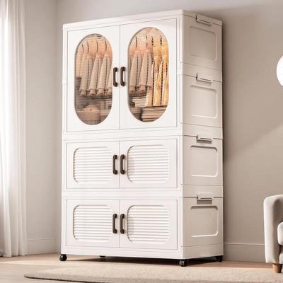 Foldable Multi-Layer Storage Cabinet for Kids - Large Capacity, No-Installation, Thick Plastic Shelving