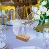 Acrylic Table Sign Holder with Wooden Base 10pcs Blank Clear Wedding Sign Number Place Card Holder Display Stand for Bar