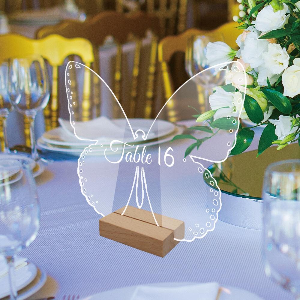 Acrylic Table Sign Holder with Wooden Base 10pcs Blank Clear Wedding Sign Number Place Card Holder Display Stand for Bar