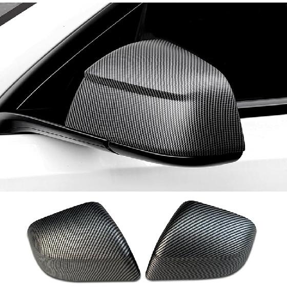 For Tesla Model Y Rearview Mirror Guard Cover, Side Mirror Cover Exterior Accessories Fit For Model Y -2024 (Model Y-Gloss Carbon Fiber Pattern)