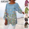 QICED Women's Fashion Casual 3/4 Sleeves  V Neck Blouses & Shirts
