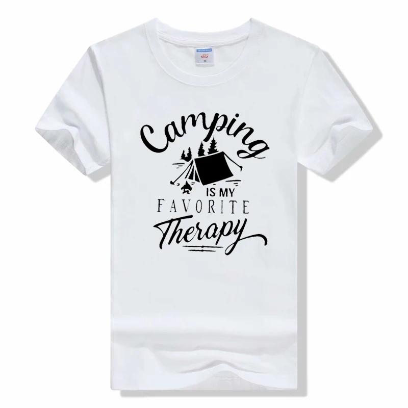 Camping Is My Favorite Therapy t shirt outdoors camping dad t shirt fashion casual Short Sleeve t shirt