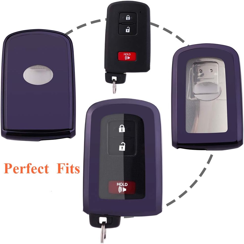 SANRILY 1Pcs Car Key Fob Cover for Toyota Camry RAV4 Corolla Tacoma Noah Esquire Sienta Keyless Entry Remote Key Case Shell with Keychain Silver