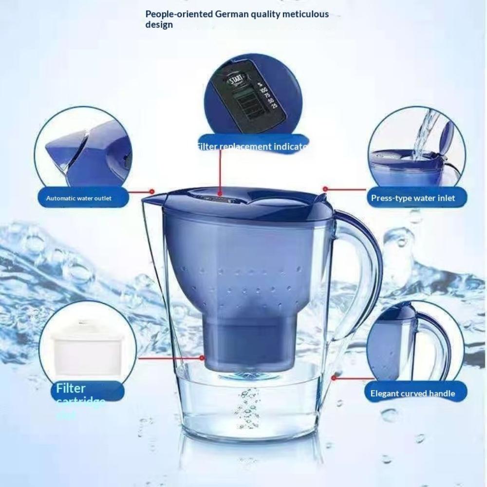 3.5L Pitcher Removes Chlorine Lead Pesticides - Activated Carbon Filter BPA-Free 4-Stage Filtration for Clear Drinking Water
