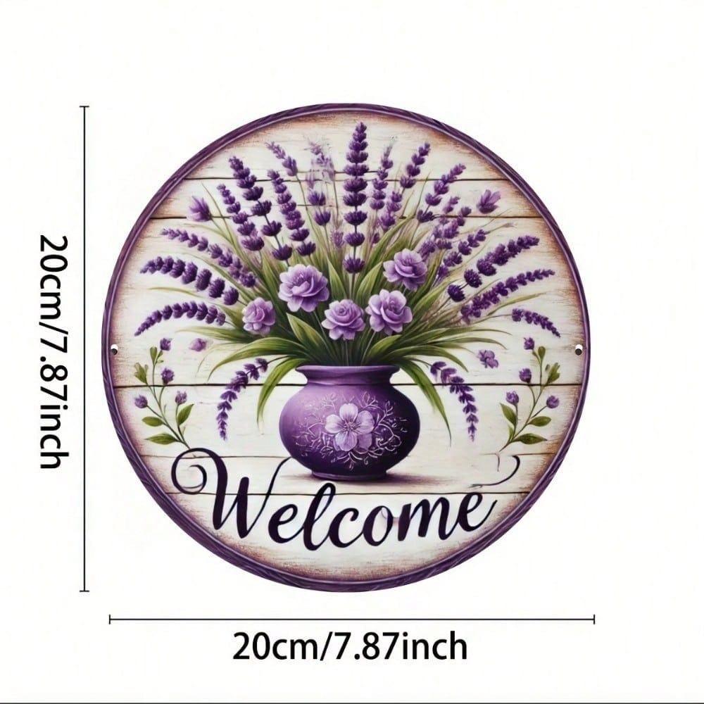 **Vintage Farmhouse Tin Sign 8x8 Inch Rustic Wall Art Metal Lavender Decor Weather Resistant**