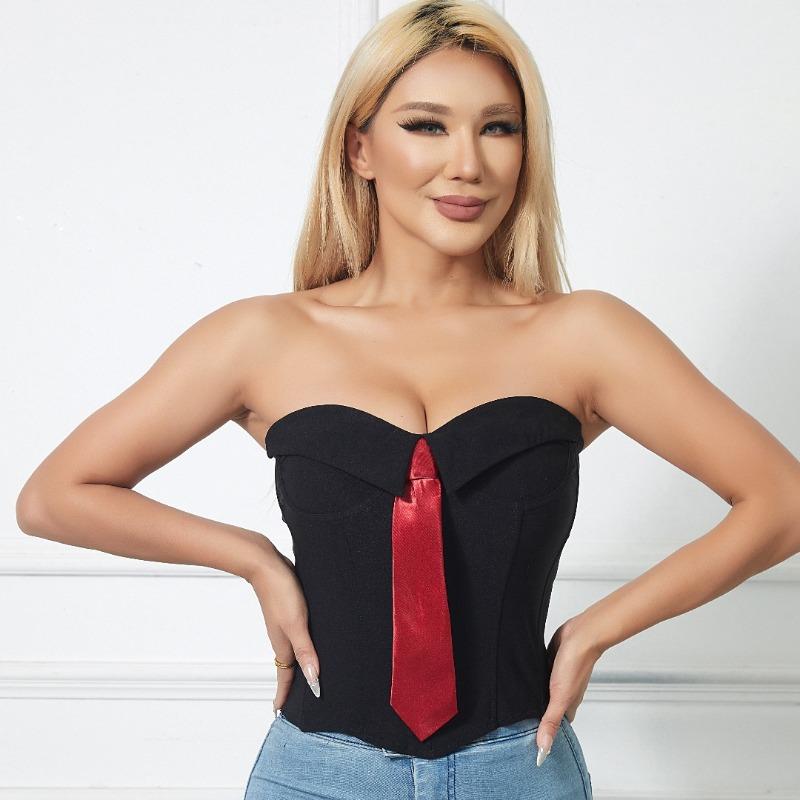 Hot Girl's Chest-wrapped Tie Pure Lust Solid Color Tube Top Sexy