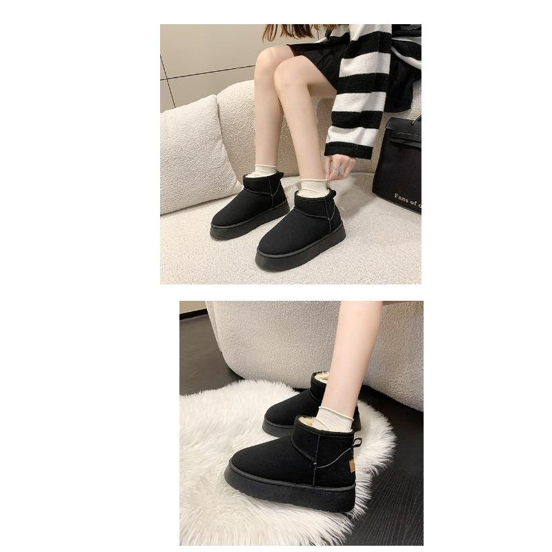 Winter New Snow Shoes Plus-size Flat Short Shoes for Women with Fleece and Thickened Warm Snow Boots for Women