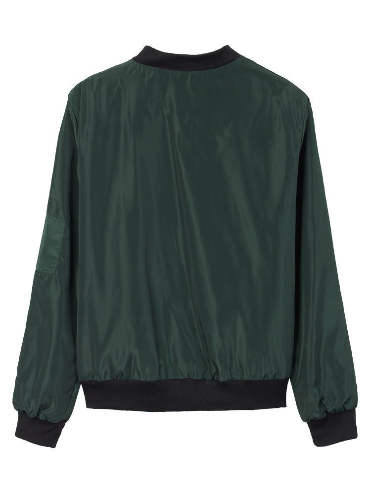 Frauen Mantel Herbst Winter Jacke Einfarbig Mode Zip Jacke Baseball Jacke