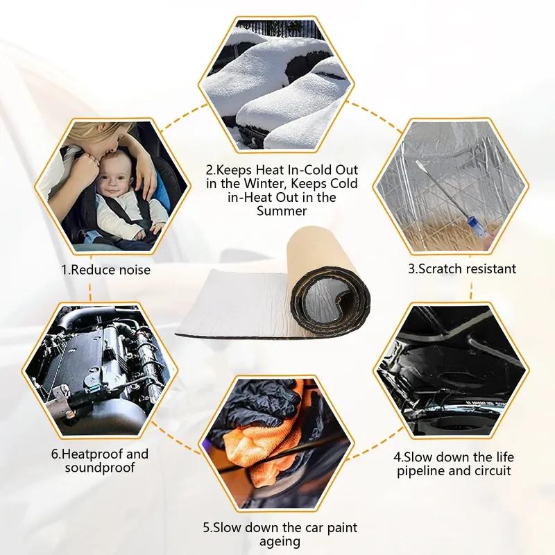 2000*500mm 5/10mm Car Soundproof Mat Proofing Deadener Heat Noise ulation Deadening Mat Hood Closed Cell Foam Accessories