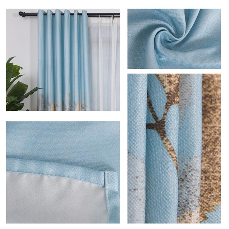 Quente! 1 Peça Cortina de Janela com Padrão de Folhas Caídas para Sala de Estar Quarto Estilo com Ilhós