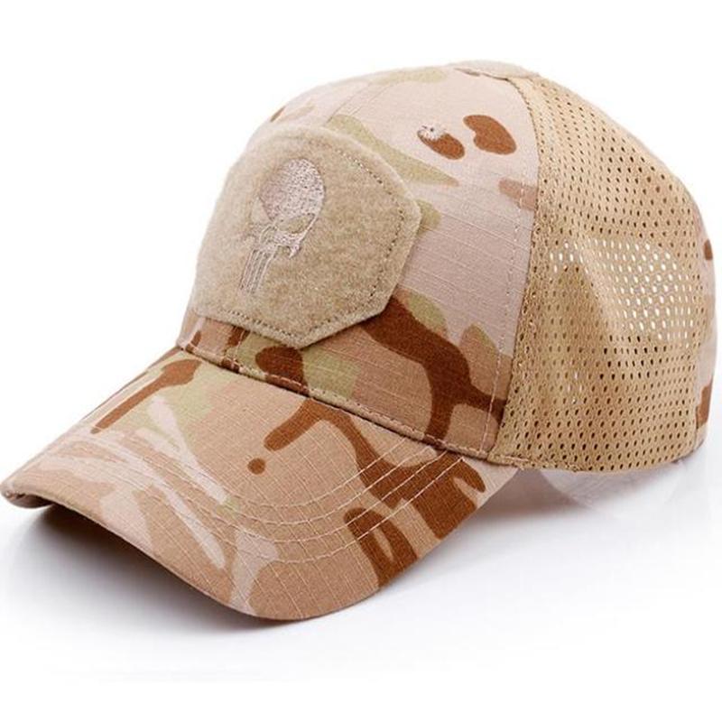 New Tide Cool Skull Multicam Operators Mesh Baseball Cap Men Fitted Cap Tactical Good Quality Breathable Outdoor Sports Dad Hat